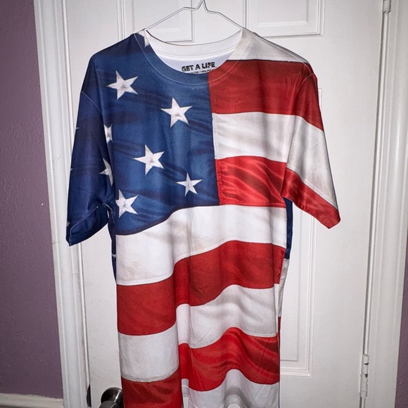 Patriotic American Flag Short Sleeve Tee - Picture 1 of 4